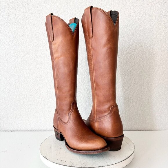Lane Boots Shoes - NEW Lane PLAIN JANE Brown Cowboy Boots Womens 7.5 Leather Western Tall Zipper